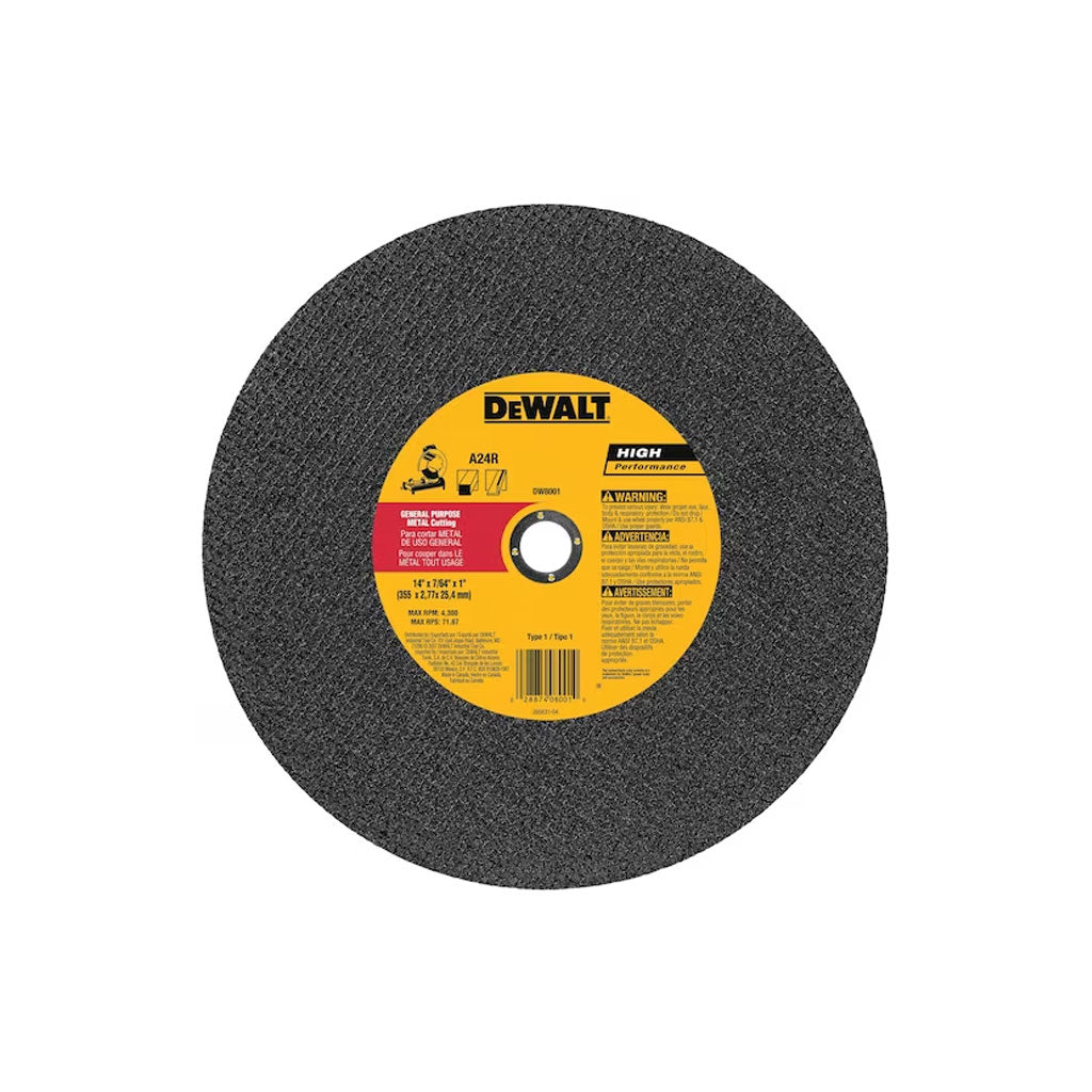 Disco AC Tronzadora T1 de 14" x 7/64" x 1" - Dewalt