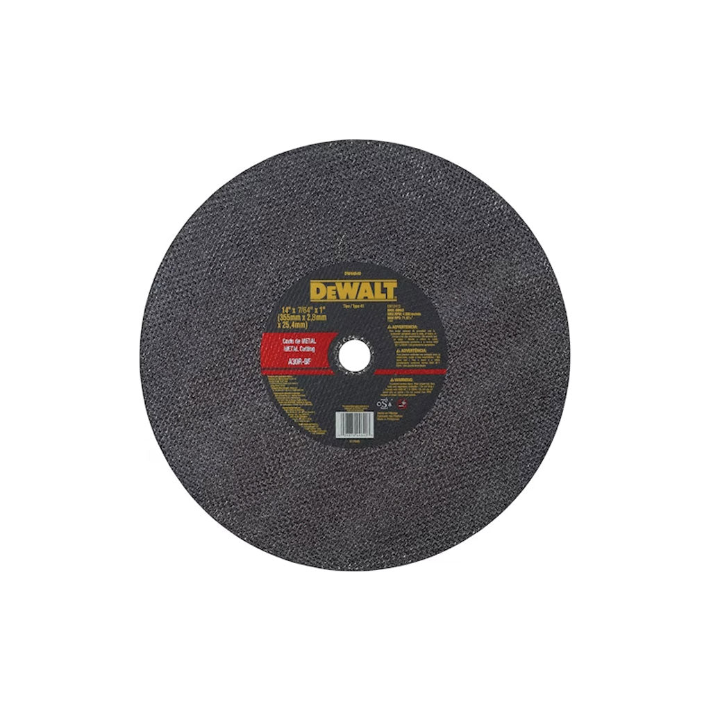 Disco Abrasivo tronzadora T1 de 14" x 7/64" x 1" - Dewalt