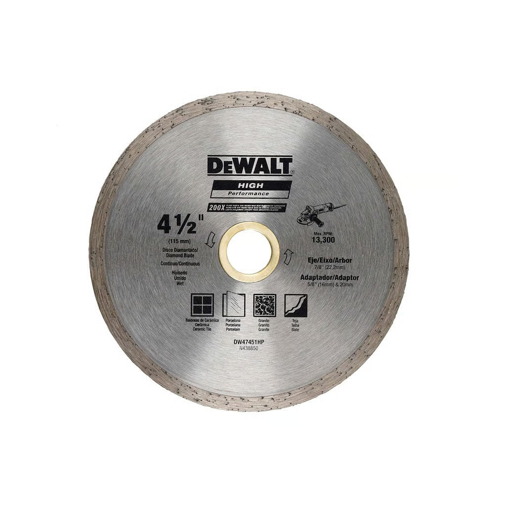 Disco Diamantado Continuo DW47451HP 4-1/2" x 5/8" - Dewalt