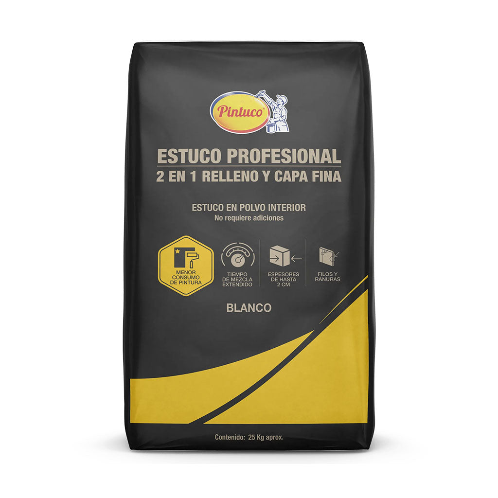 Estuco Profesional en Polvo 2 en 1 de 25 kg - Pintuco