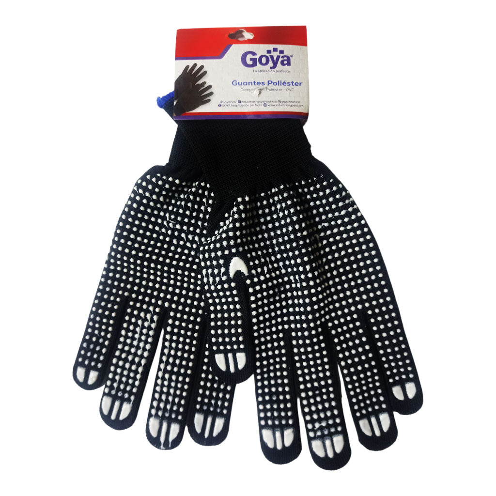 Guante Poliester Negro PVC - Goya