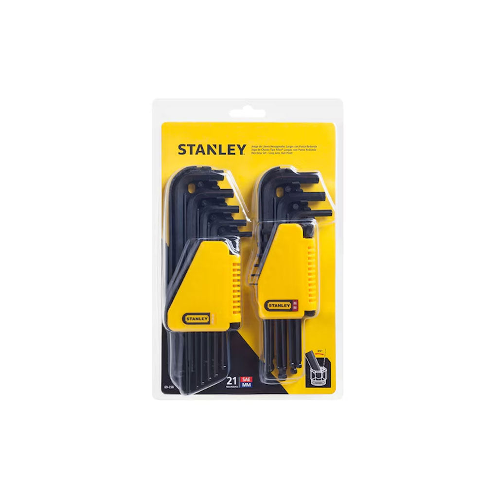 Juego 21 Llaves Hexagonal Métrica/Pulgada Larga - Stanley