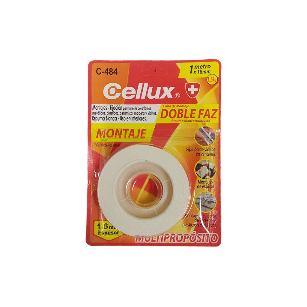 Cinta Doble Faz Espuma Blanca - Cellux