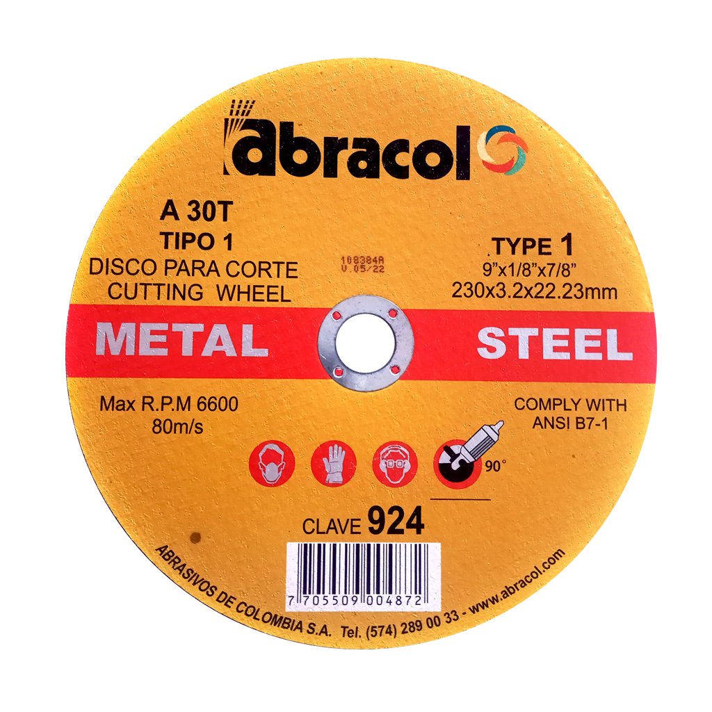 Disco Corte Metal Tipo 1 Abracol