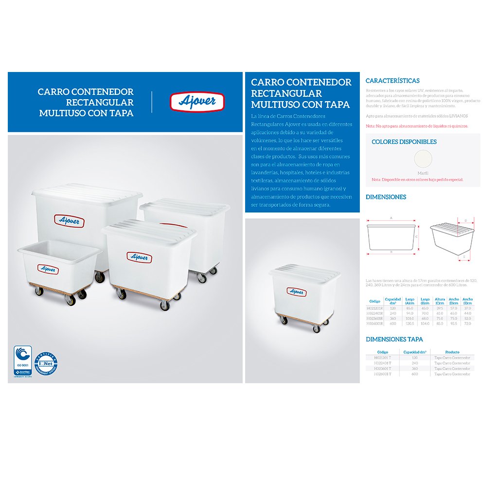 Carro Contenedor Sin Tapa - Ajover