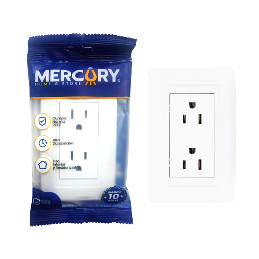 Toma Doble Polo Tierra Blanco - Mercury