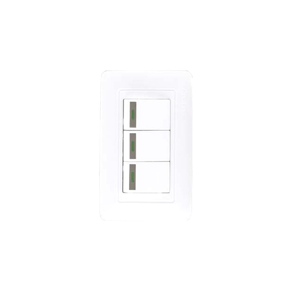 Interruptor Triple Conmutado Blanco - Mercury