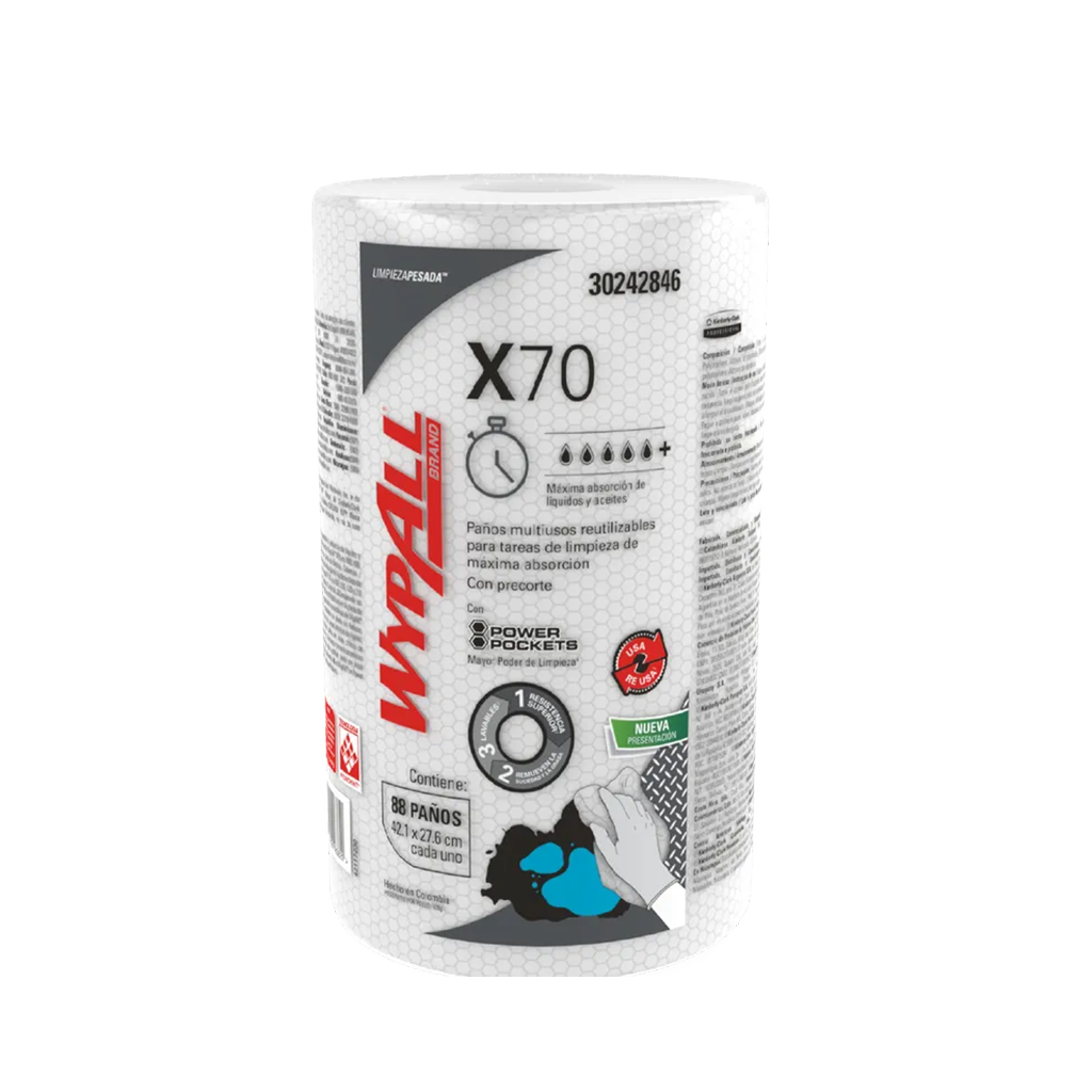 Wypall X70 Plus Regular con Power Pockets Rollo - Wypall-Kimberly-Clark