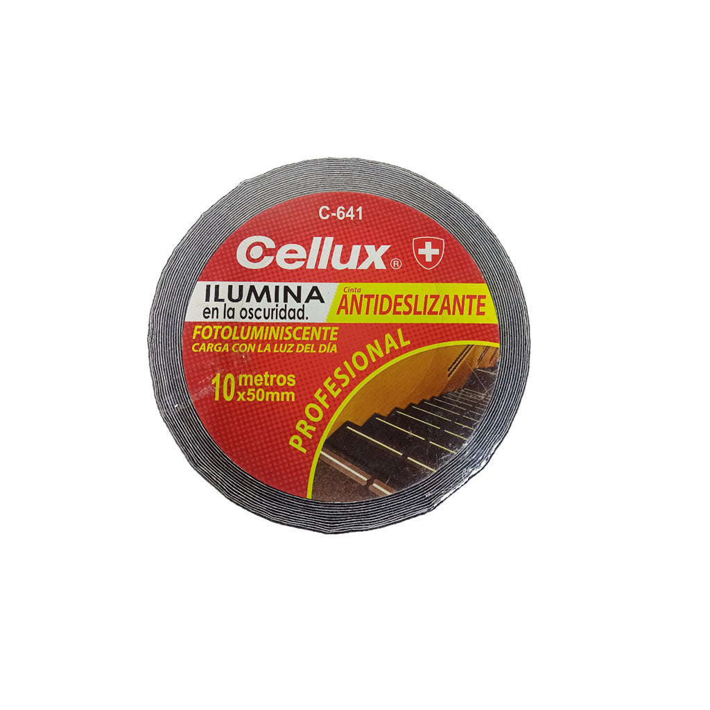 Cinta Antideslizante Negra Fotoluminiscente 50mm x 10mt - Cellux