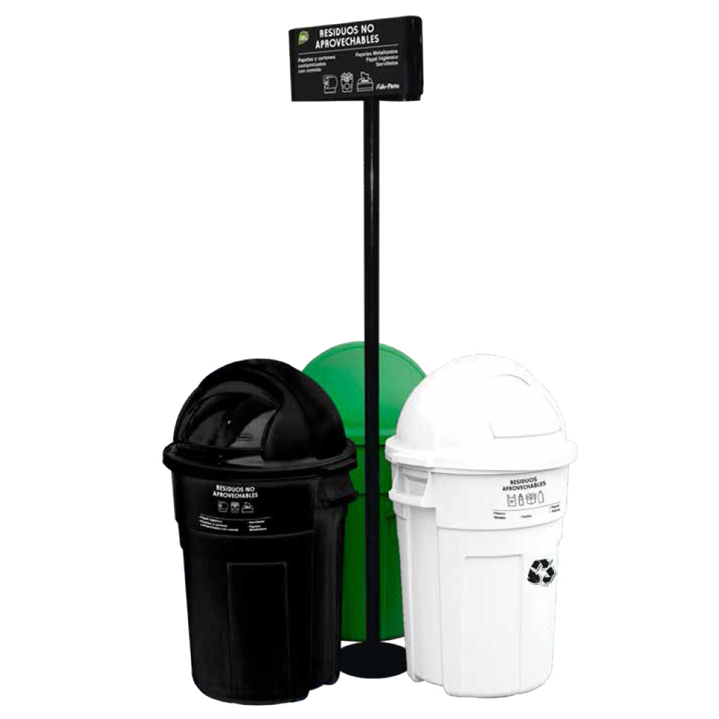 Punto Ecológico 121 Litros Blanco, Verde y Negro - Pinto