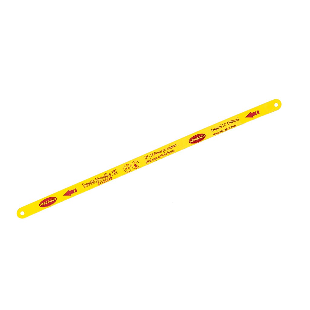 Segueta Bimetálica de 18T-12" / 305 mm Amarilla - Herragro 